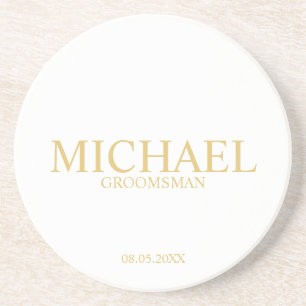 Classic Gold Personalized Groomsmen Coaster