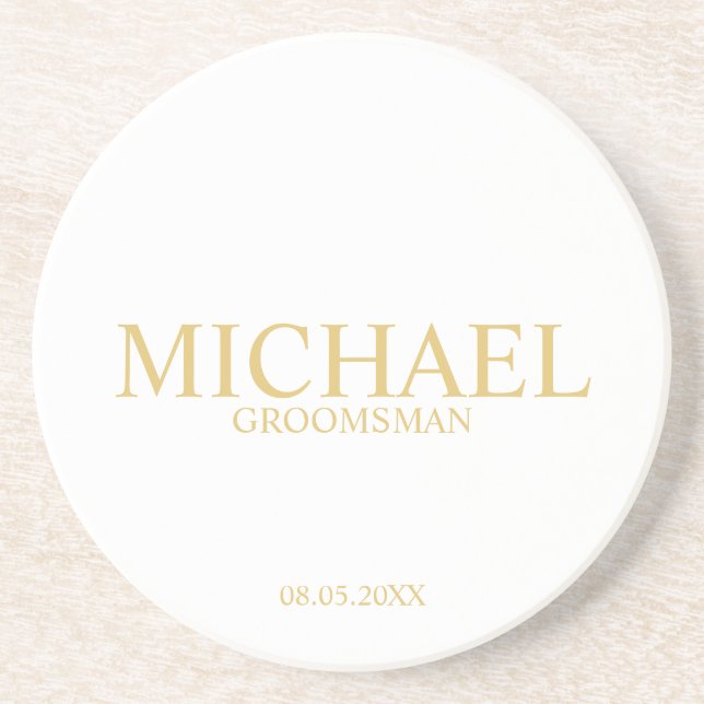Classic Gold Personalized Groomsmen Coaster (Front)