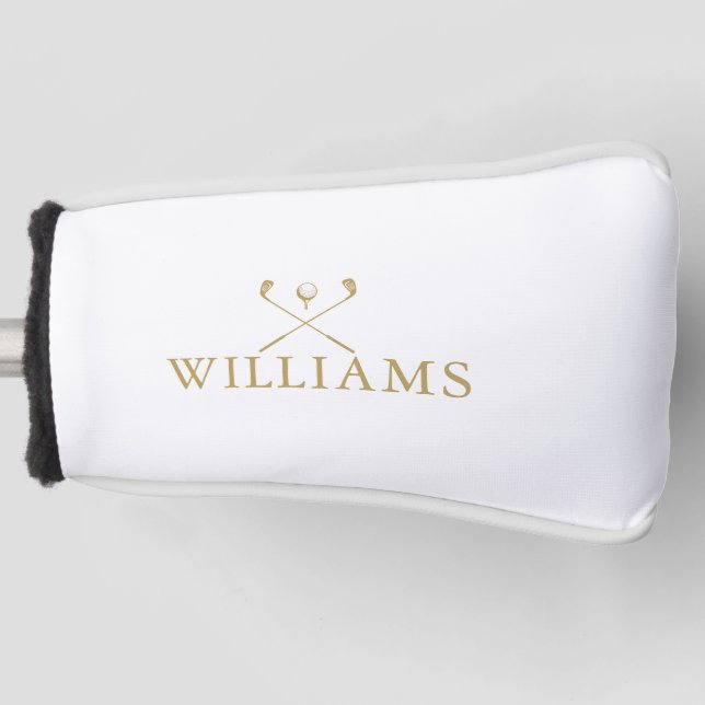 Classic Gold Personalized Name Golf Clubs Golf Head Cover (Front)