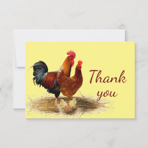 Classic Gold Rooster Chicken Farm  Thank You Card