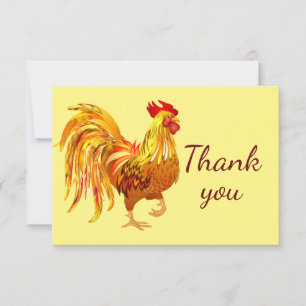 Classic Gold Rooster Chicken Farm Thank You Card