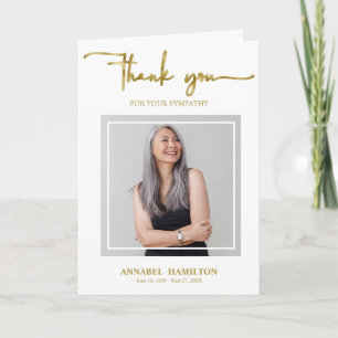 Classic Gold Script Sympathy Thank You Photo Card