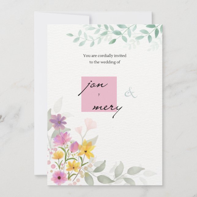 Classic Gold Script Wedding Invitation  trendup (Front)