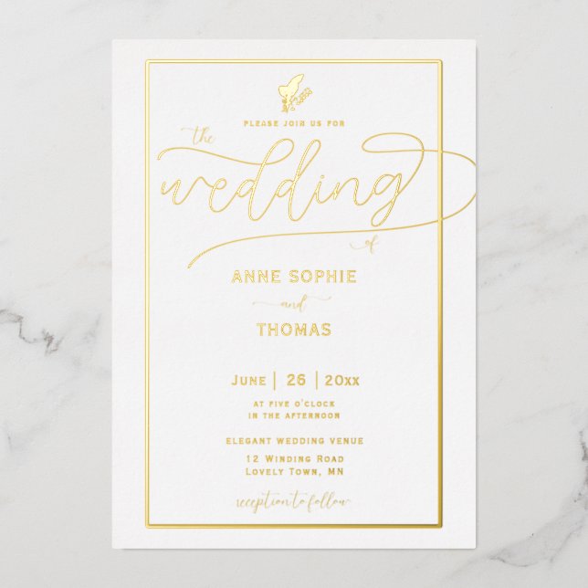 Classic Gold Spring Lily of Valley Floral Wedding (Front)