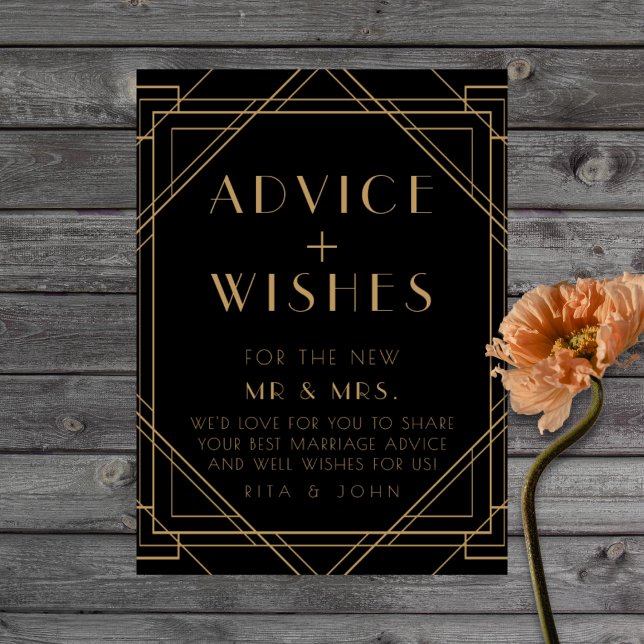 Classic Gold VintagE Advice & Wishes Wedding Sign (Creator Uploaded)