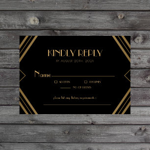 Classic Gold Vintage Minimalist Script Wedding RSVP Card