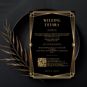 Classic Gold Vintage Script Wedding Details Enclosure Card