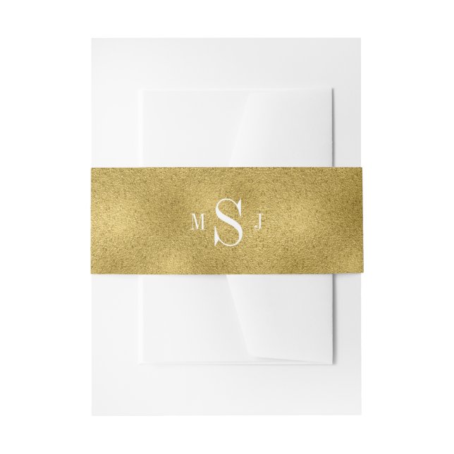 Classic Gold Wedding Invitation Belly Bands Band (Front Example)
