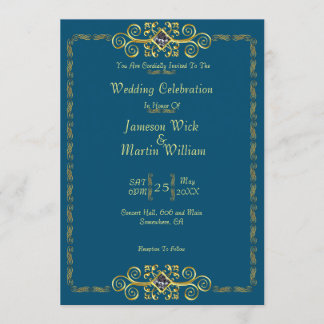 Classic Gold with Diamonds Wedding Invitation
