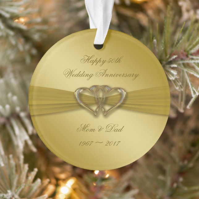 Classic Golden 50th Anniversary Acrylic Ornament (Tree)