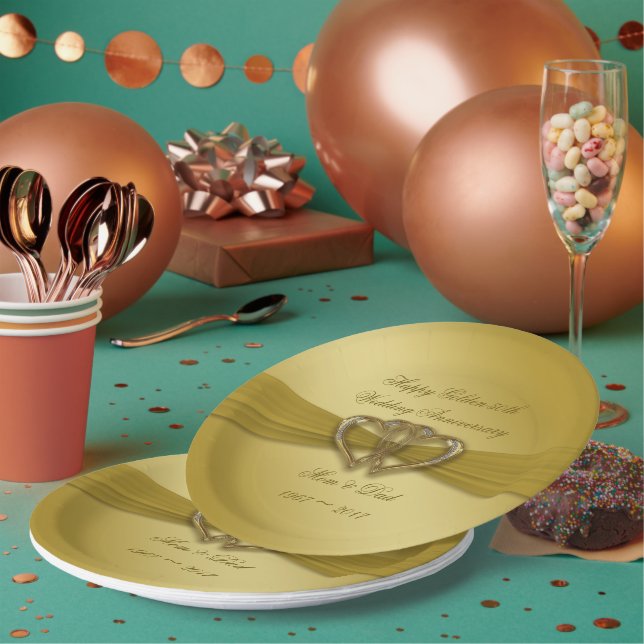 Classic Golden 50th Anniversary Paper Plate (Multi)