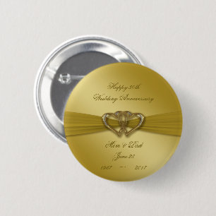 Classic Golden 50th Wedding Anniversary Button