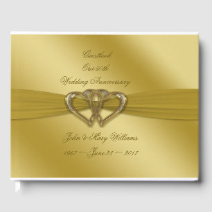 Classic Golden 50th Wedding Anniversary Guestbook