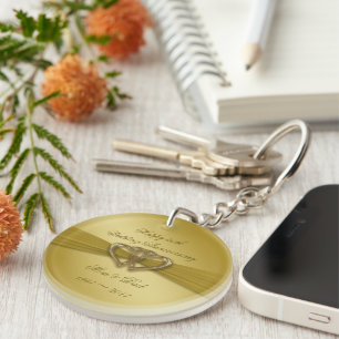 Classic Golden 50th Wedding Anniversary Key Chain