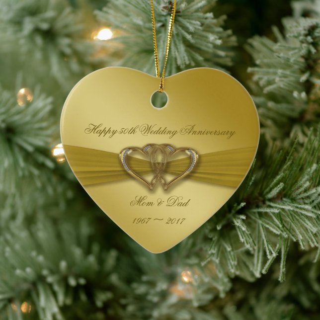 Classic Golden 50th Wedding Anniversary Ornament (Tree)