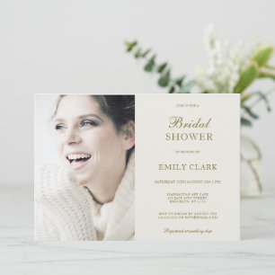 Classic Golden Elegant Photo Bridal Shower  Invitation