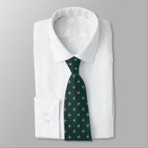 Classic golden fleur de lis on dark sea green