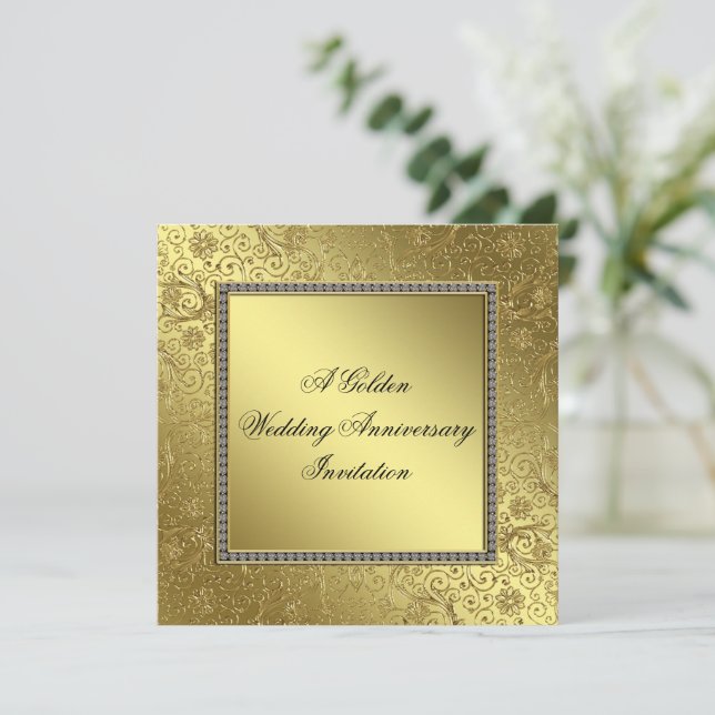 Classic Golden Mariage Anniversaire Carte d'invita (Debout devant)