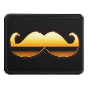 Classic Golden Moustache on Hitch Print Trailer Hitch Cover