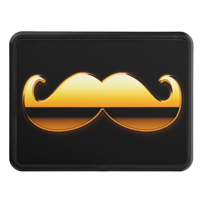 Classic Golden Moustache on Hitch Print Trailer Hitch Cover (Front)