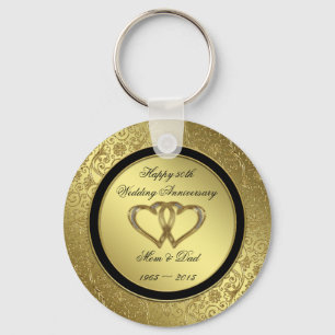 Classic Golden Wedding Anniversary Key Chain