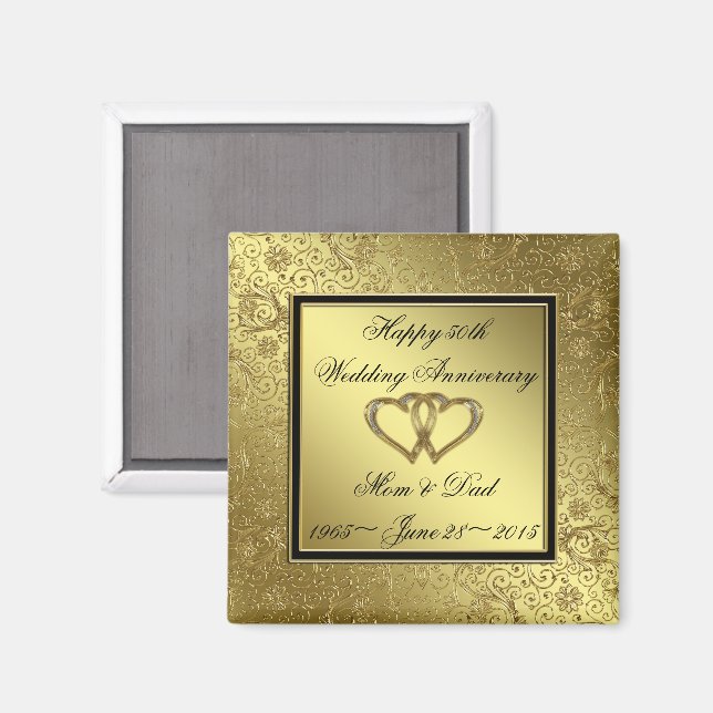 Classic Golden Wedding Anniversary Square Magnet (Front/Back)