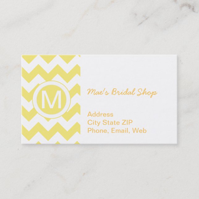 Classic Golden Yellow Chevron Pattern Business Card (Front)