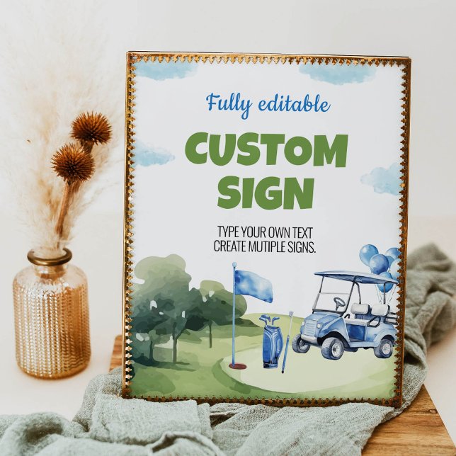 Classic Golf Boy Birthday Party Table Sign (Creator Uploaded)