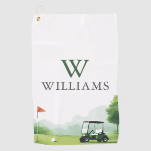 Classic Golf Buggy Custom Name Monogram Towel