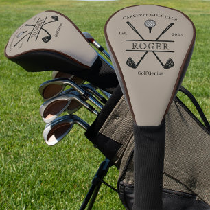 Classic Golf Club Brown Piping Head Cover