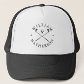 Classic Golf Clubs Custom Name Golfer Trucker Hat (Front)