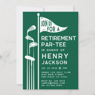 Classic Golf Clubs Retirement Party Green Invitation