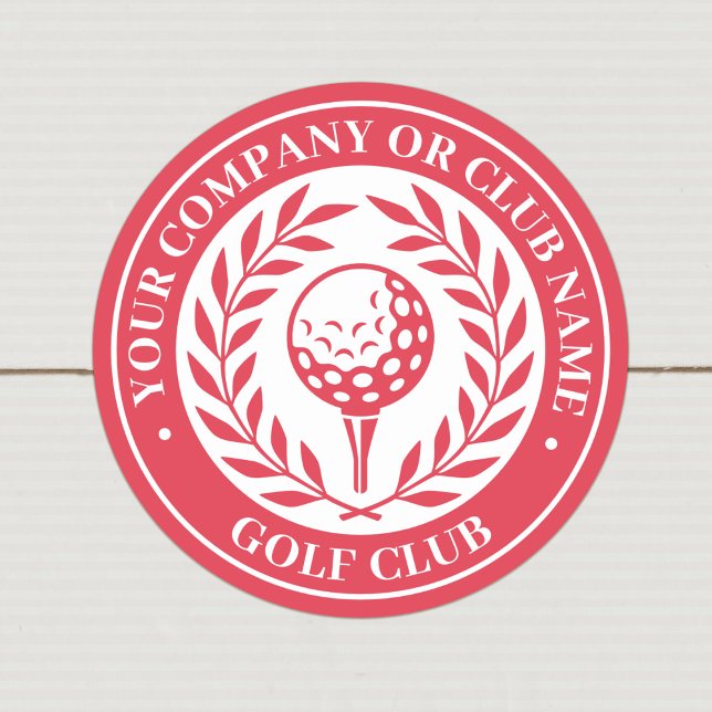 Classic Golf Personalized Name Red Classic Round Sticker (Creator Uploaded)
