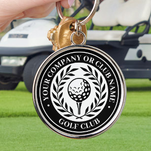 Classic Golf Victory Wreath Custom Name Black Keychain