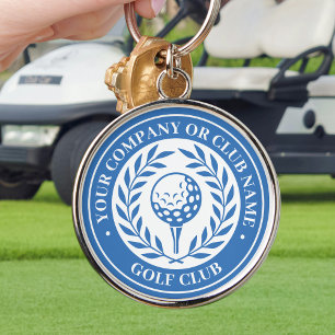 Classic Golf Victory Wreath Custom Name Blue Keychain