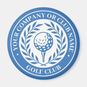 Classic Golf Victory Wreath Custom Name Blue Magnet
