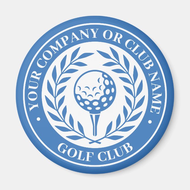 Classic Golf Victory Wreath Custom Name Blue Magnet (Front)