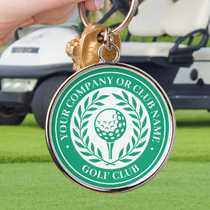 Classic Golf Victory Wreath Custom Name Green Keychain