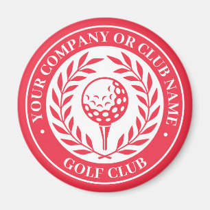 Classic Golf Victory Wreath Custom Name Red Magnet