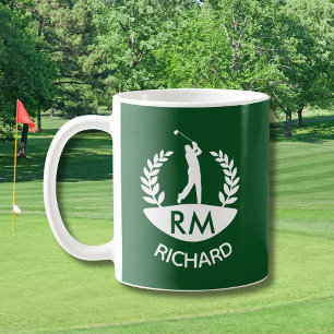 CLASSIC GOLFER MONOGRAM NAME COFFEE MUG