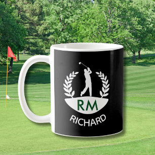CLASSIC GOLFER MONOGRAM NAME COFFEE MUG