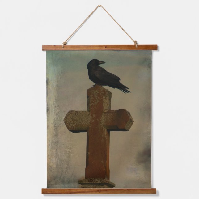 Classic Goth Crow Hanging Tapestry (Front)