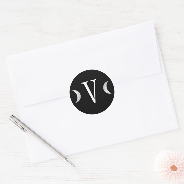 Classic Gothic Black Monogram Moon Envelope Seal (Envelope)