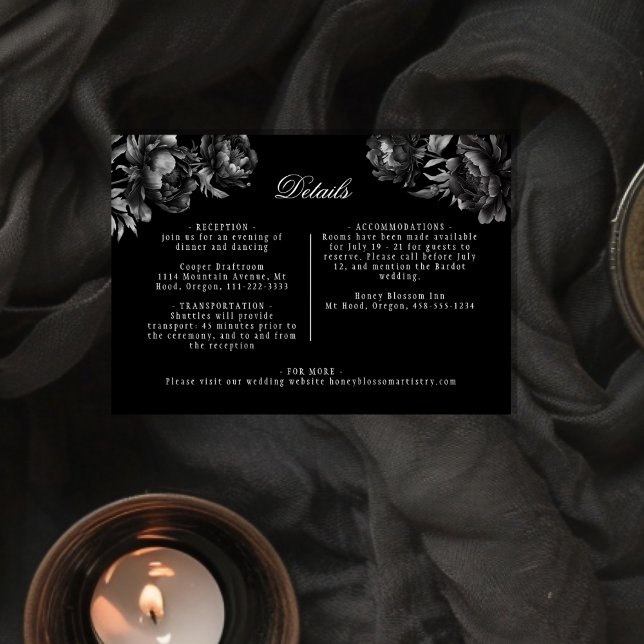 Classic Gothic Black Wedding Details Enclosure Card (Creator Uploaded)