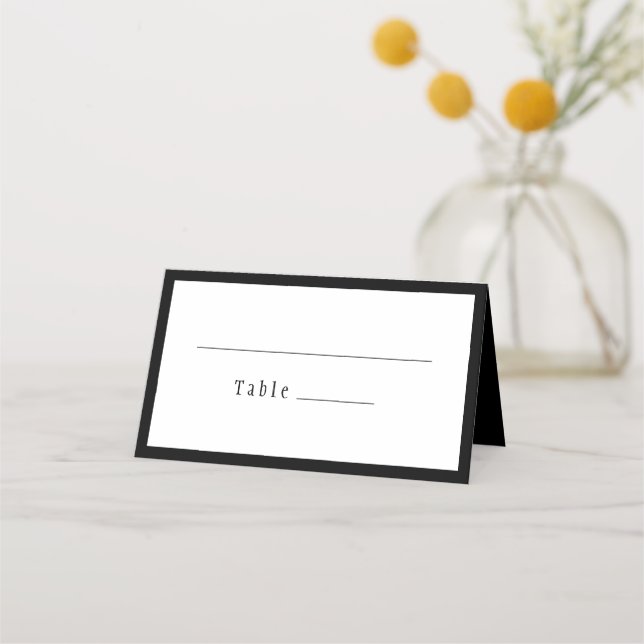 Classic Gothic Black Wedding Folded Place Card (Front)