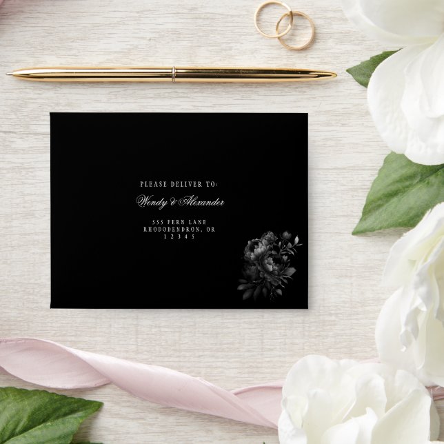 Classic Gothic Black Wedding RSVP Self-Addressed Envelope (Wedding)