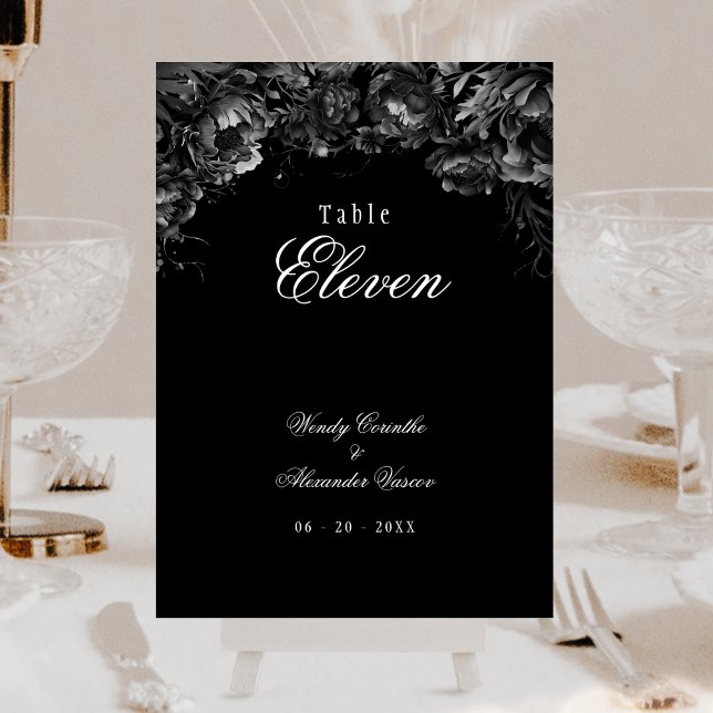 Classic Gothic Black Wedding Table Number Card (Creator Uploaded)