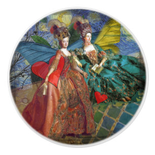 Classic Gothic Gemini Whimsical Butterfly Woman Ceramic Knob