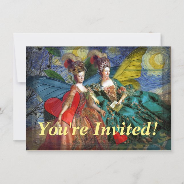 Classic Gothic Gemini Whimsical Butterfly Woman Invitation (Front)
