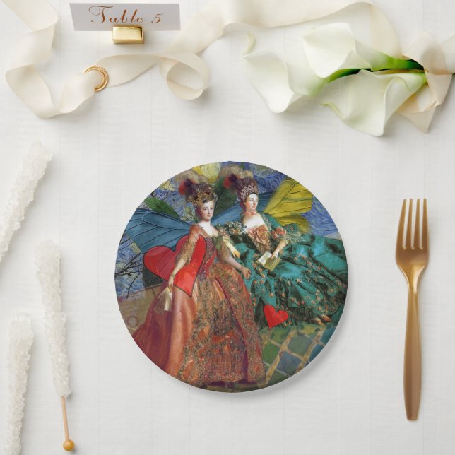 Classic Gothic Gemini Whimsical Butterfly Woman Paper Plate (Wedding)